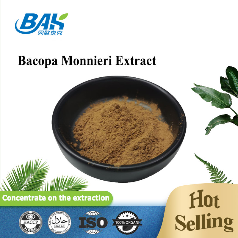 Sıcak Satış HPLC UV Bacopa Monnieri Extract Kahverengi Sarı Toz 100% Pass 80 Mesh